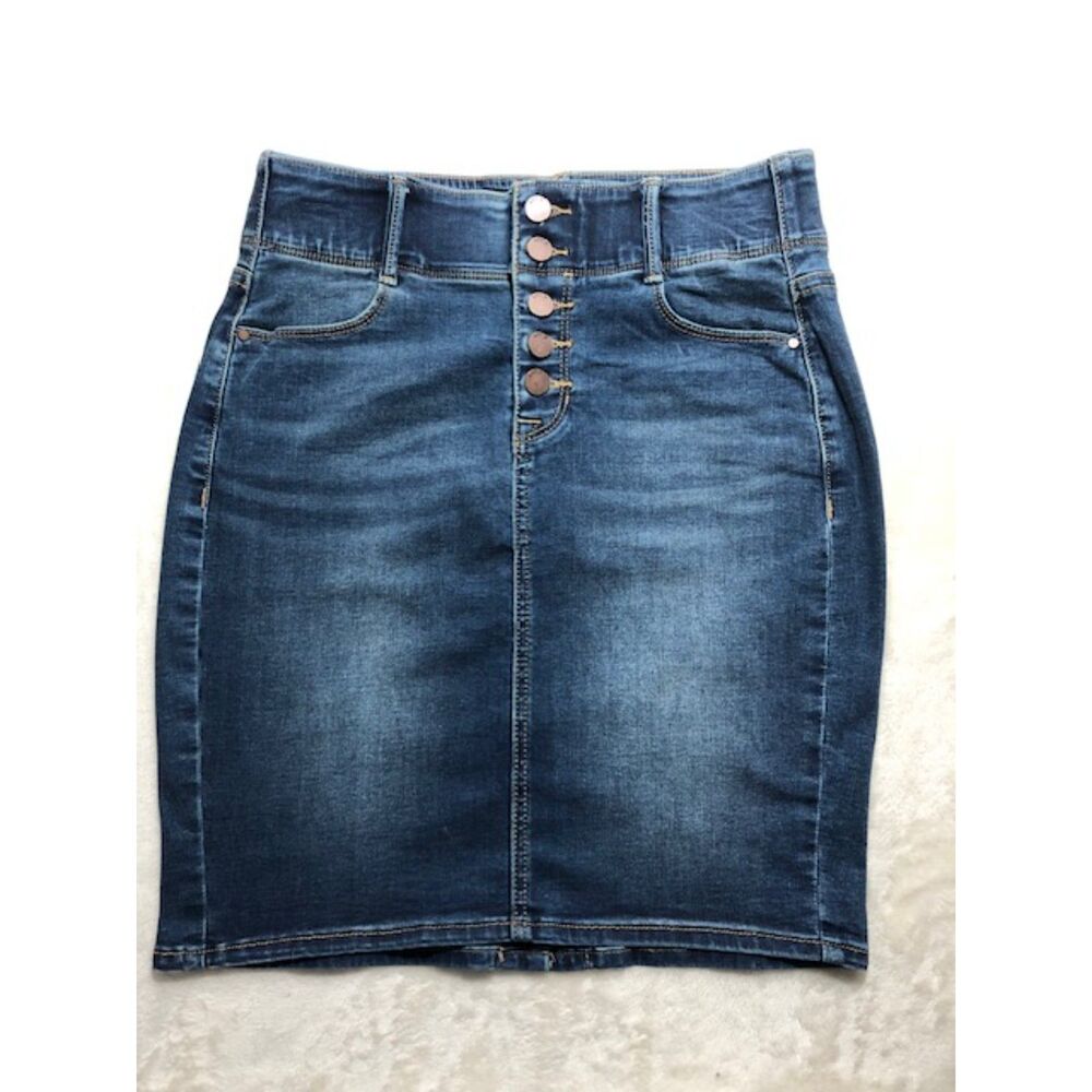 Y2K Button Fly Stretch Jean Skirt